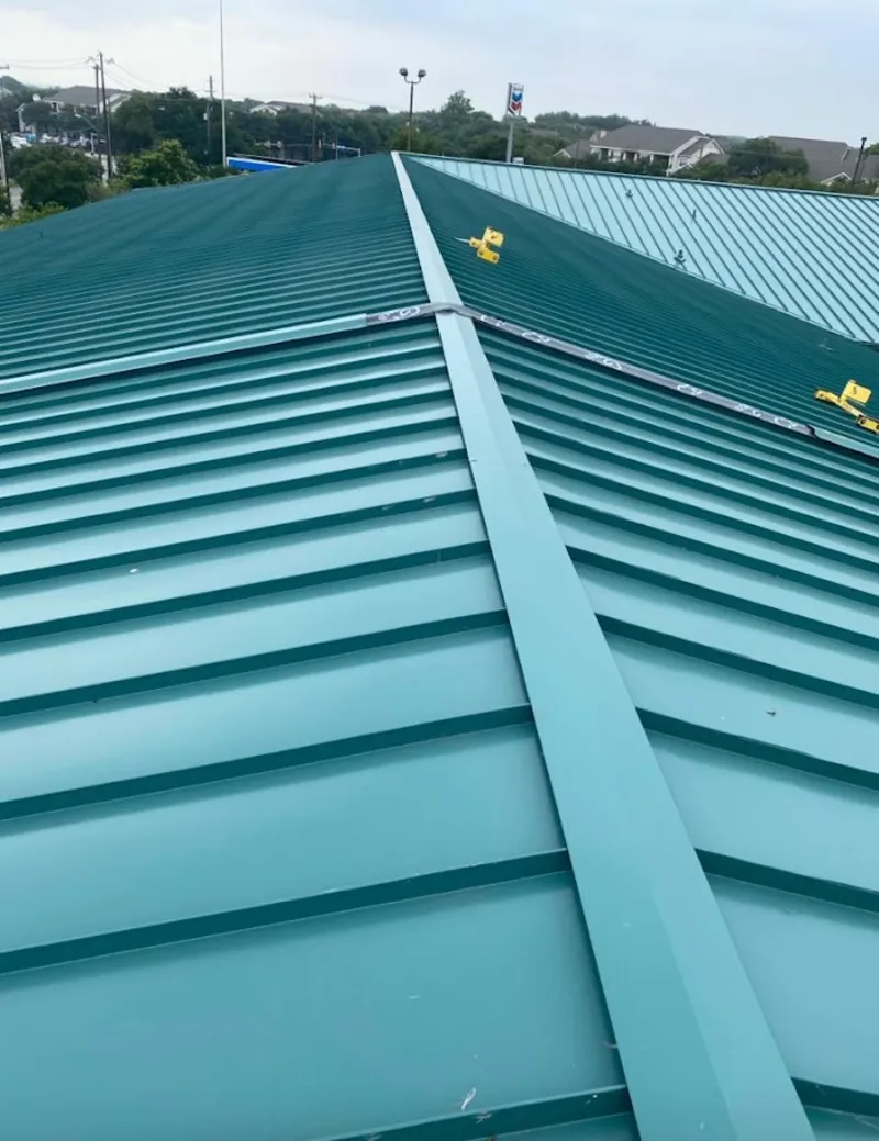 Green commercial metal roof ridge and valley for Metal Roof Repair in Piney Green